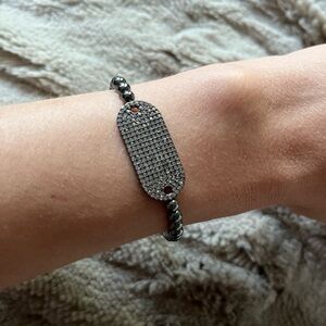 Pave Tag, Beaded Bracelet
